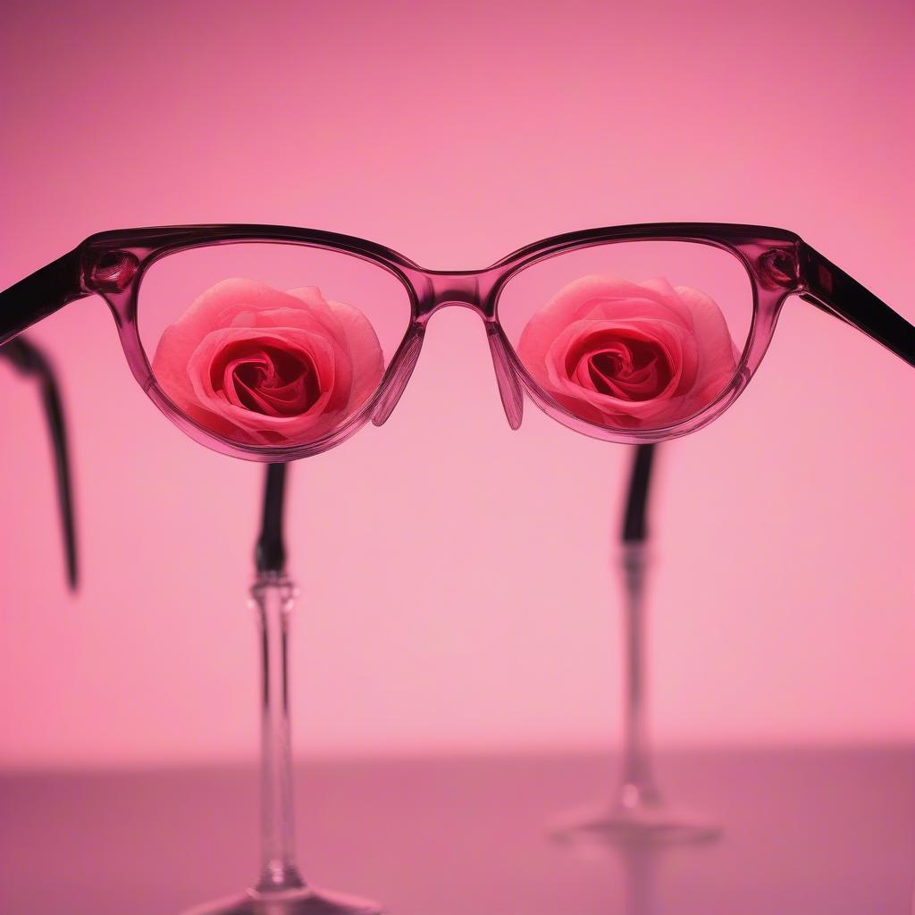 Rose-colored glasses symbolize being blind for love