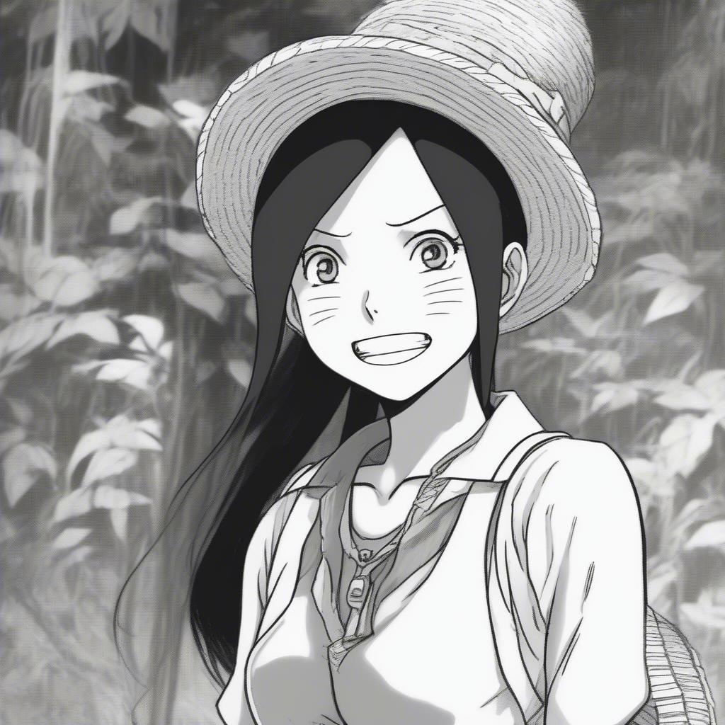 Boa Hancock gazing adoringly at Luffy, showcasing her clear romantic interest.