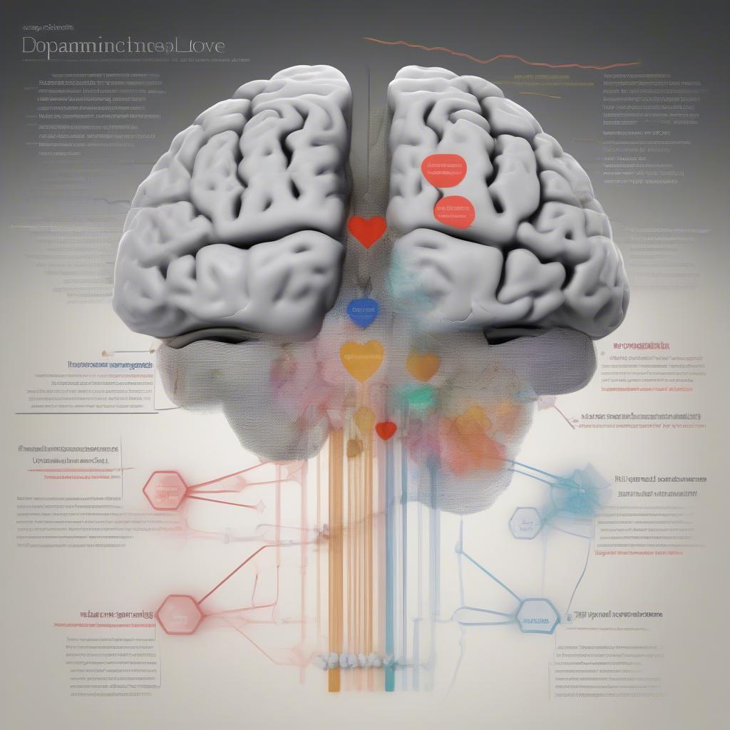 Brain activity during romantic love, highlighting key regions and neurochemicals involved