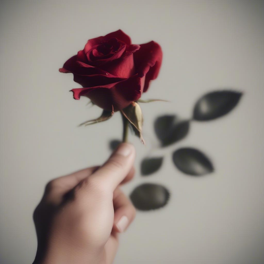 Broken Heart Holding a Rose