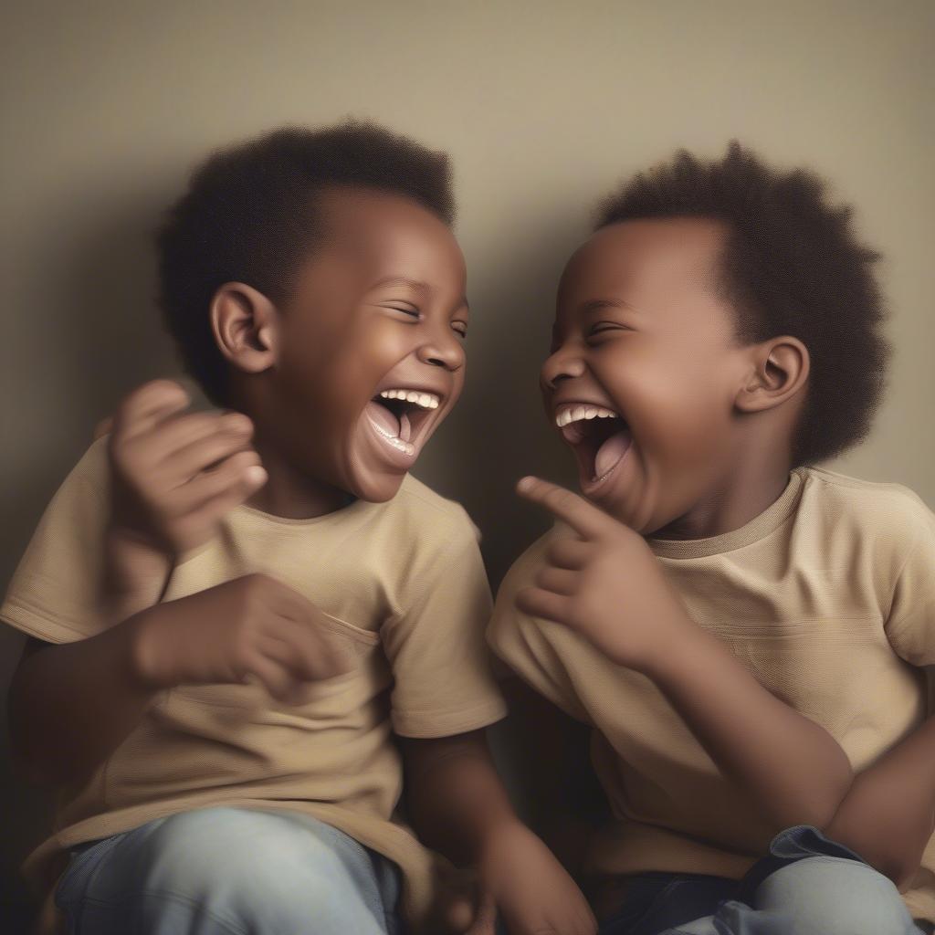 Brothers laughing together