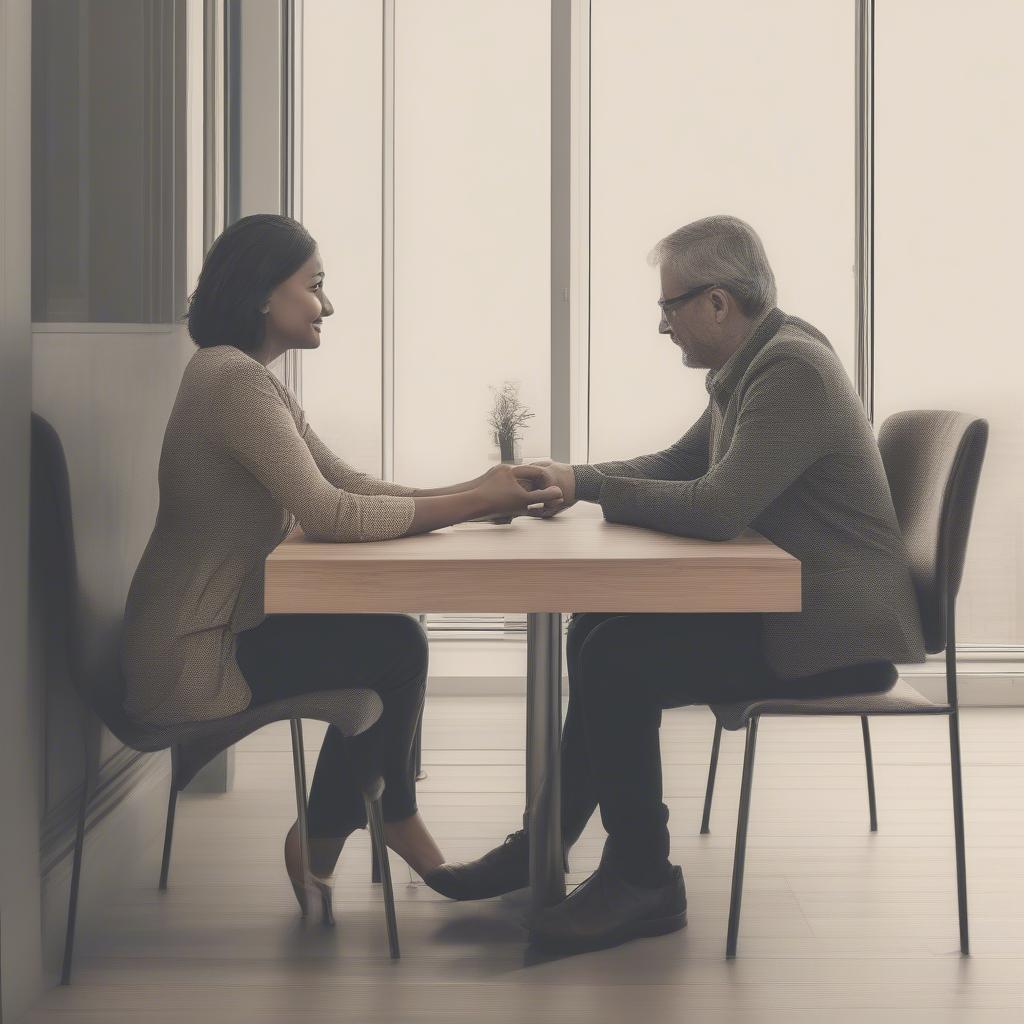 Two people sitting across from each other, engaged in a deep and meaningful conversation.