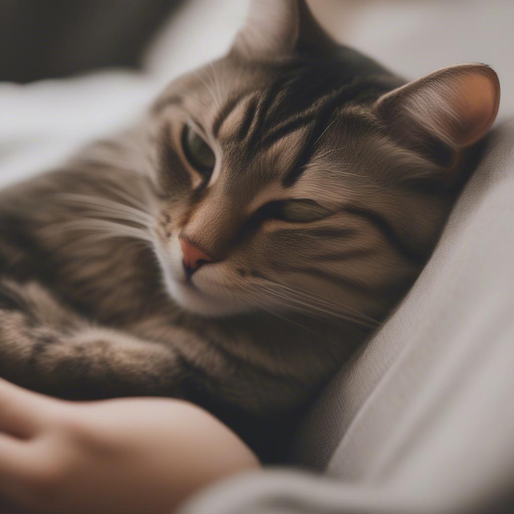 Cat Cuddling with Owner