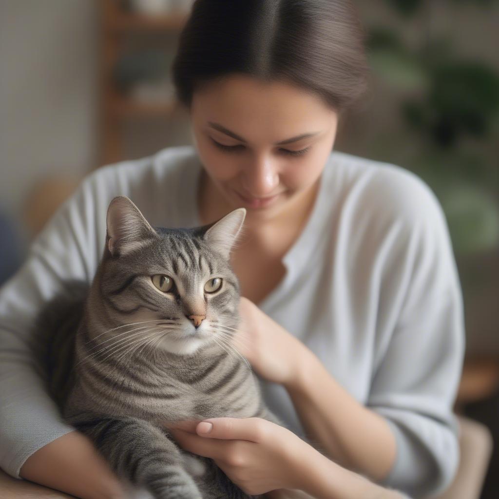 Cat enjoying a grooming session