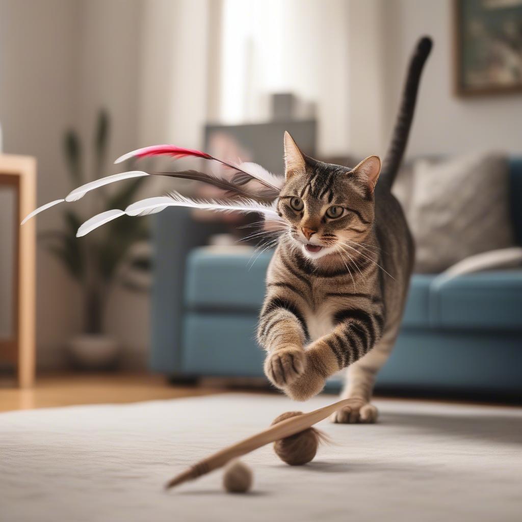 Cat Playing with an Interactive Toy