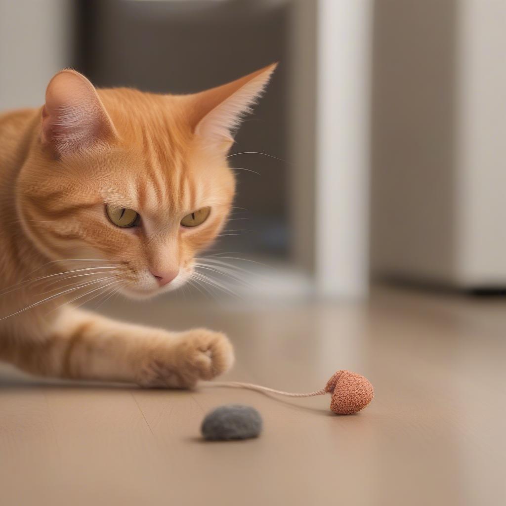 Cat Playing with Catnip Toy