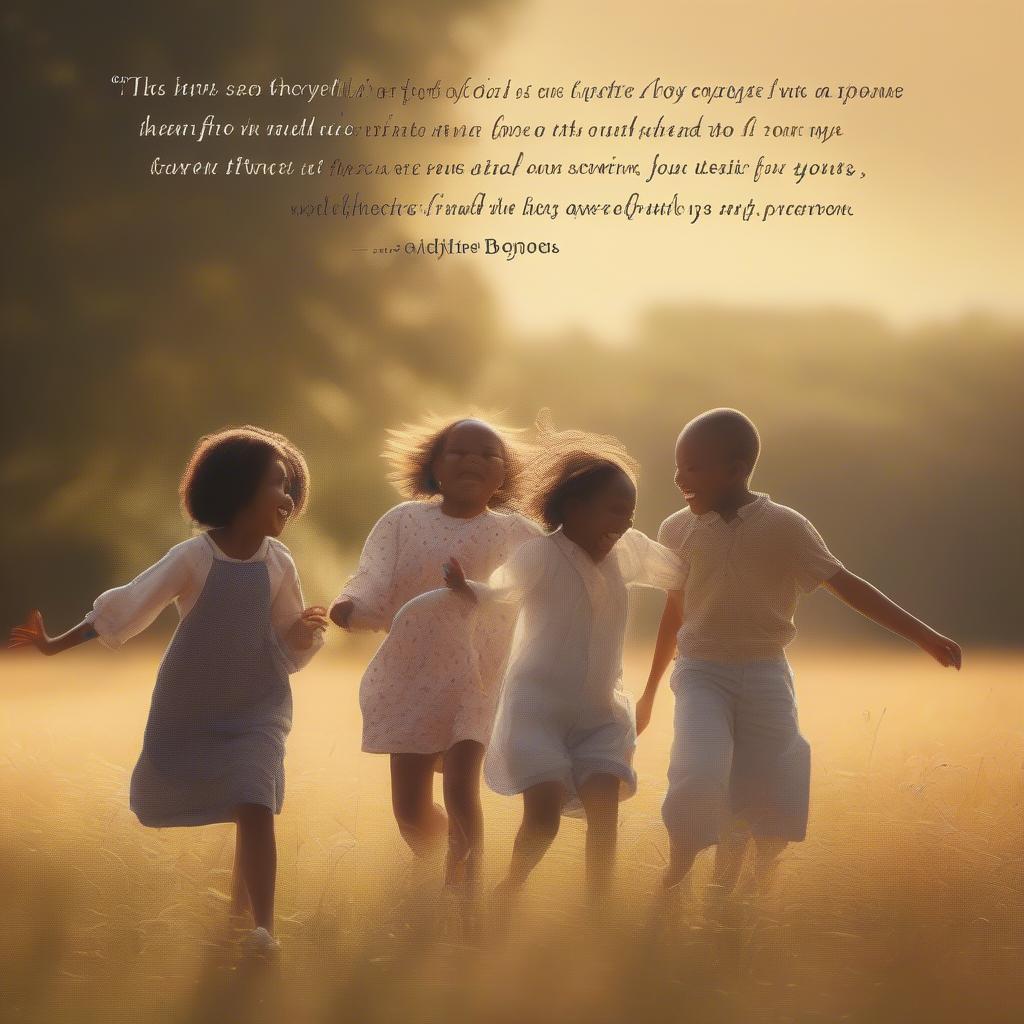 Children Playing in a Field with a Love Quote Overlay