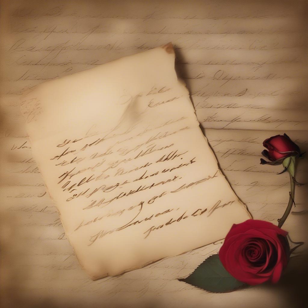 Classic Romantic Love Quotes: A vintage love letter with quill and ink, symbolizing timeless expressions of love.