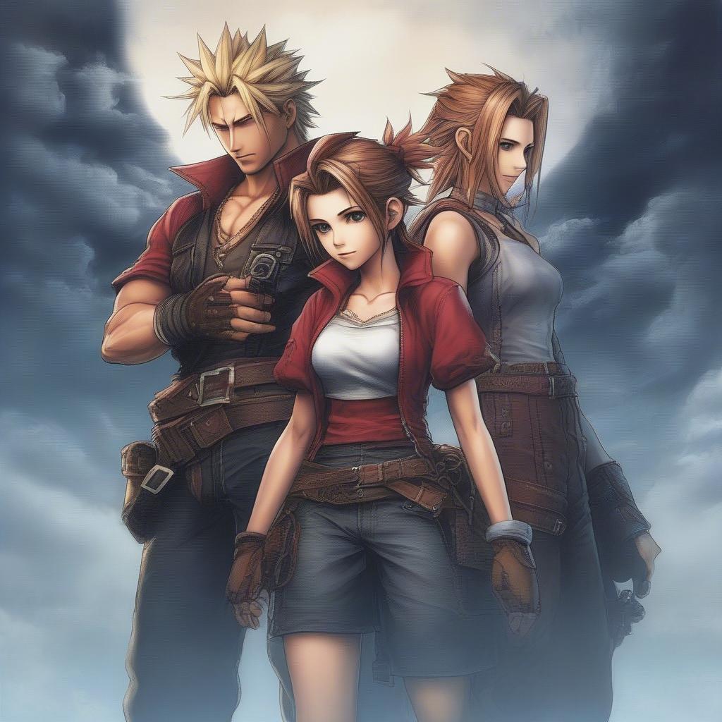 Cloud, Zack, and Aerith in Midgar