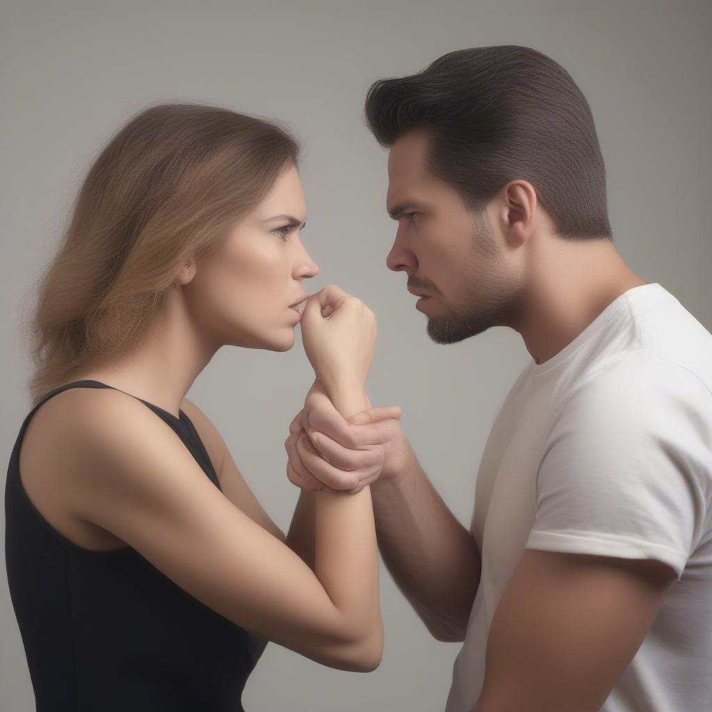 Couple arguing displaying negative attitudes