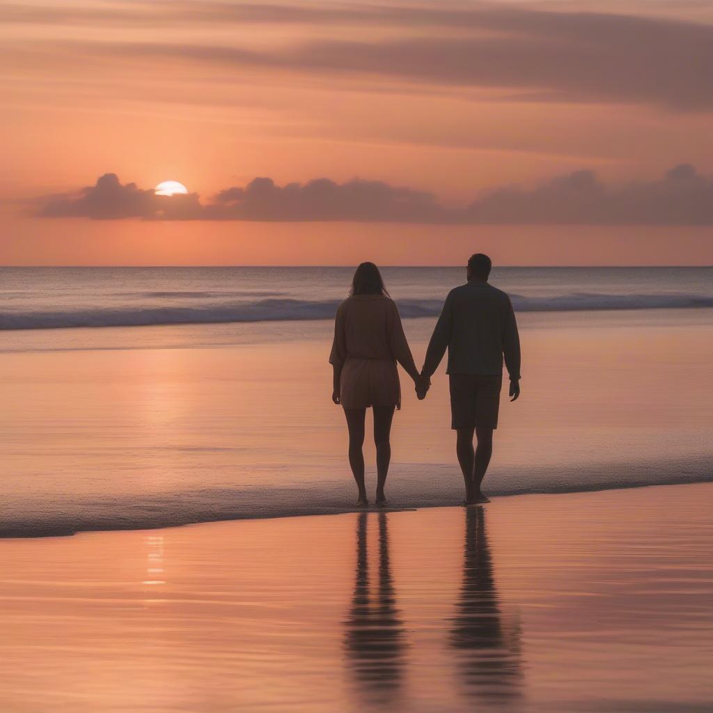 Romantic beach anniversary celebration for a couple.