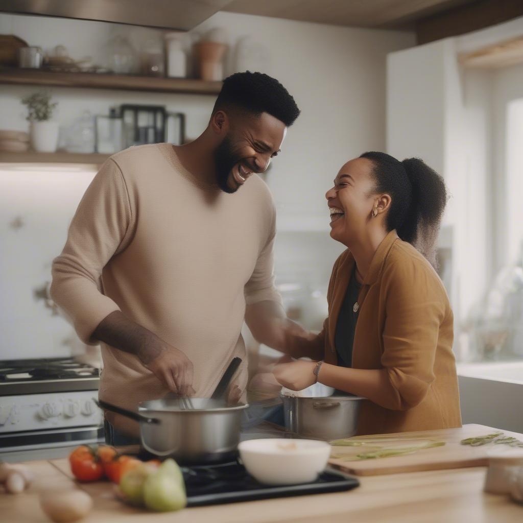 Couple Cooking Together