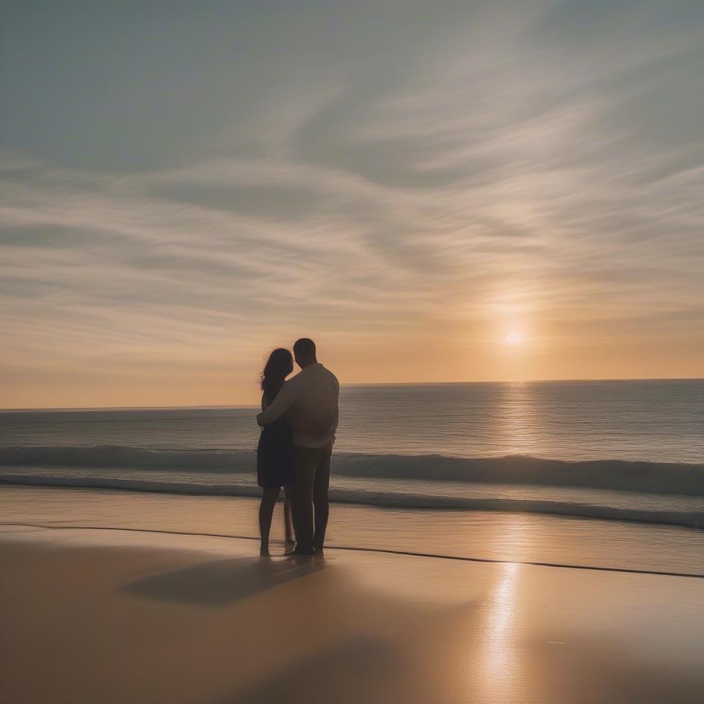 Couple Embracing on the Beach