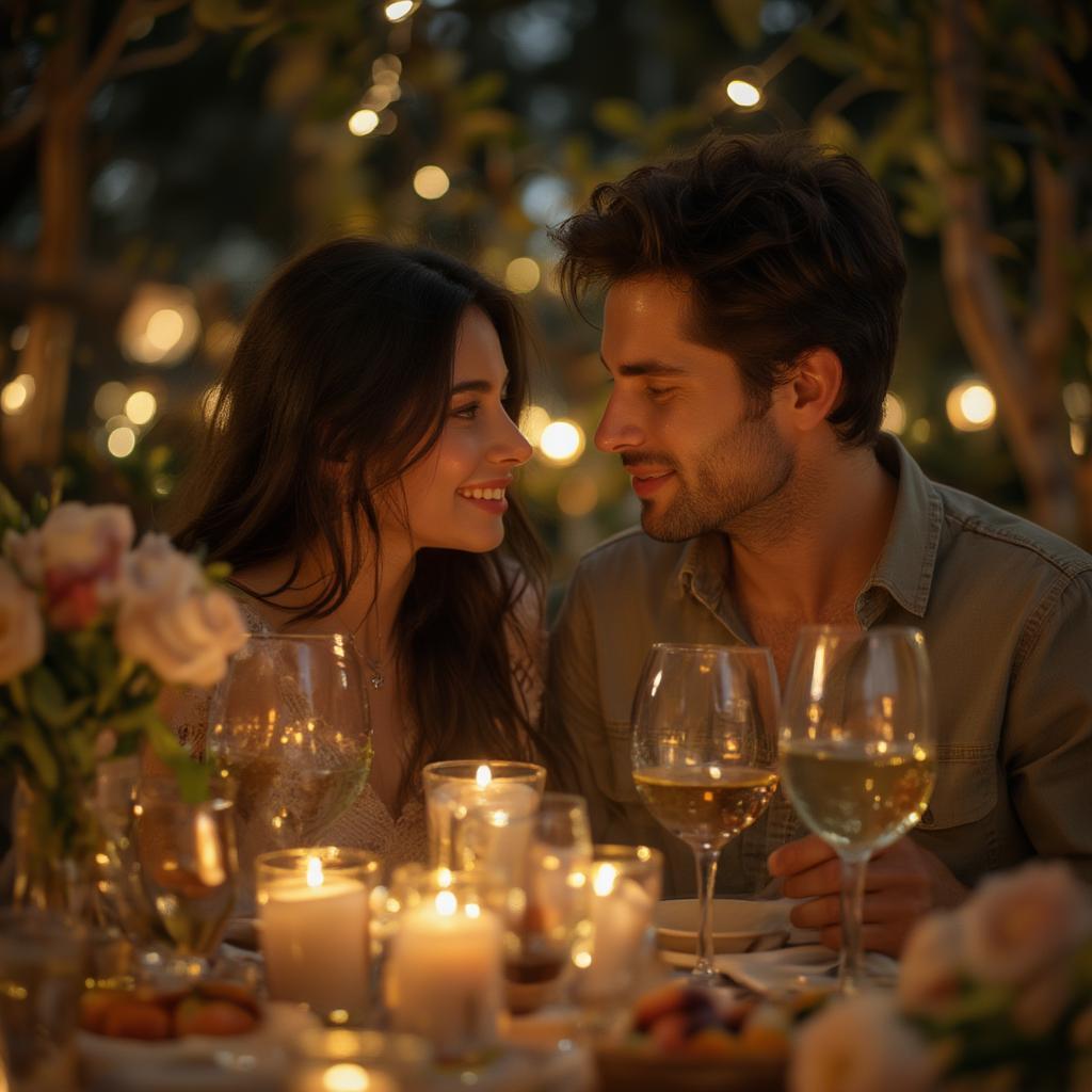 Couple enjoying a romantic dinner