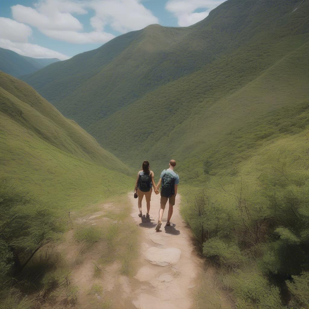 Couple Hiking on a Mountain