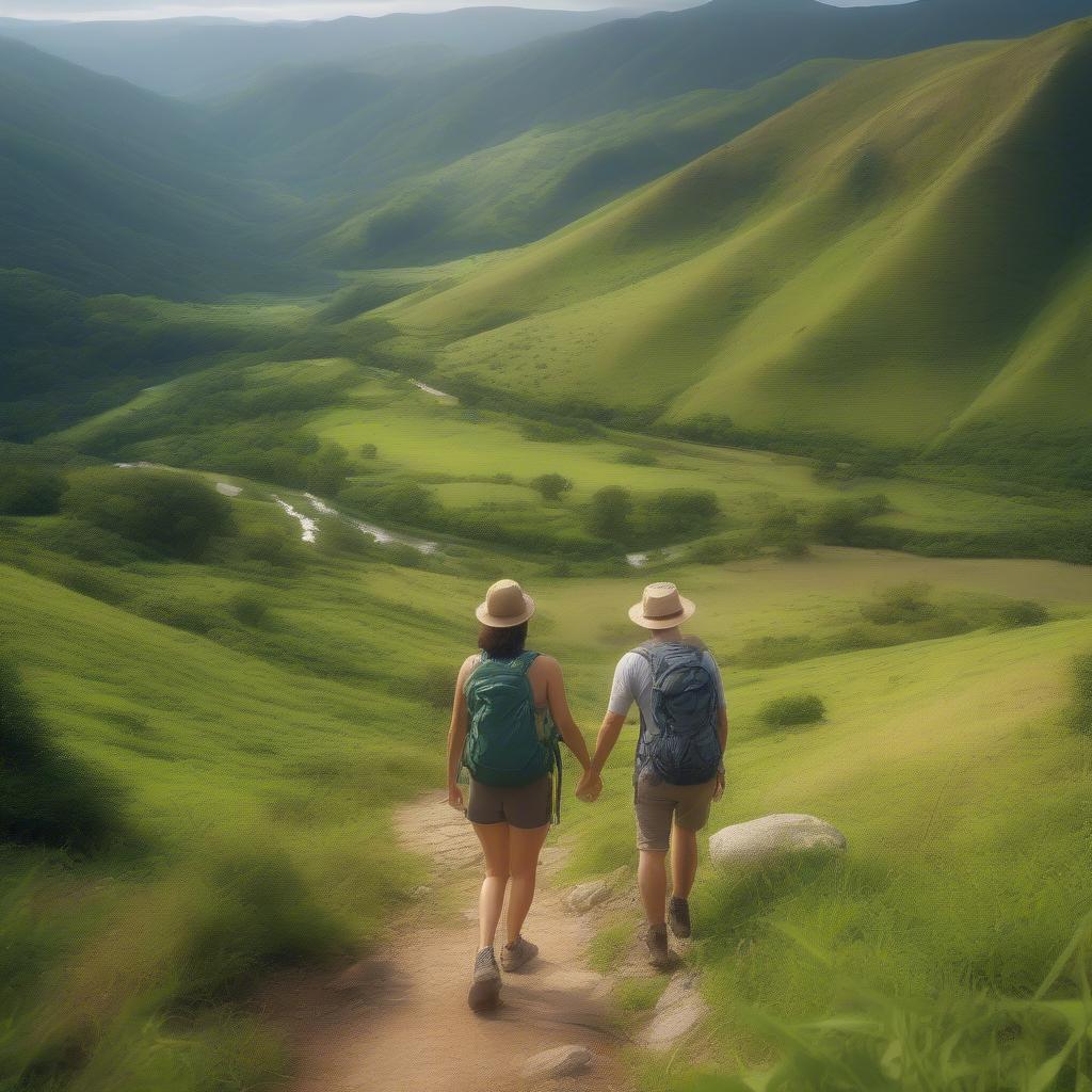 Couple Hiking on a Mountain Trail