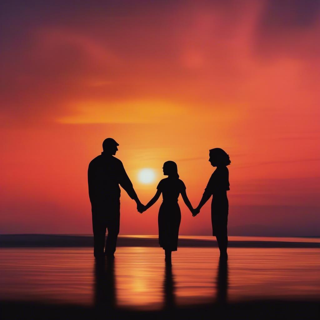 Couple Holding Hands at Sunset