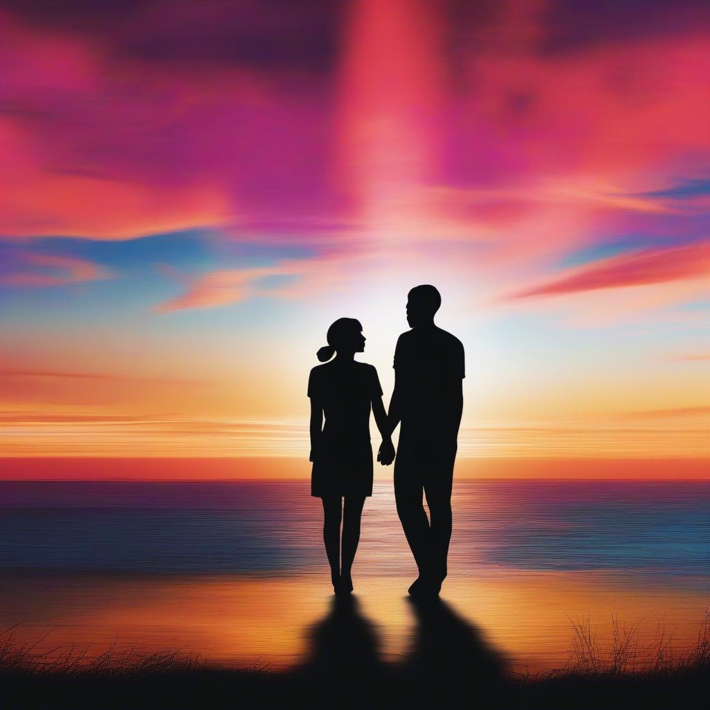 Couple Holding Hands at Sunset