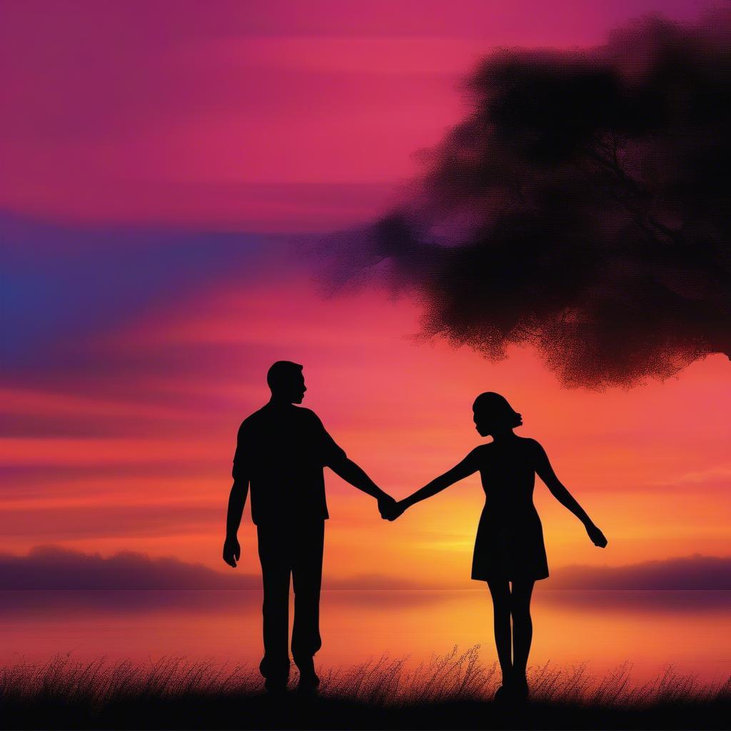 Couple Holding Hands at Sunset