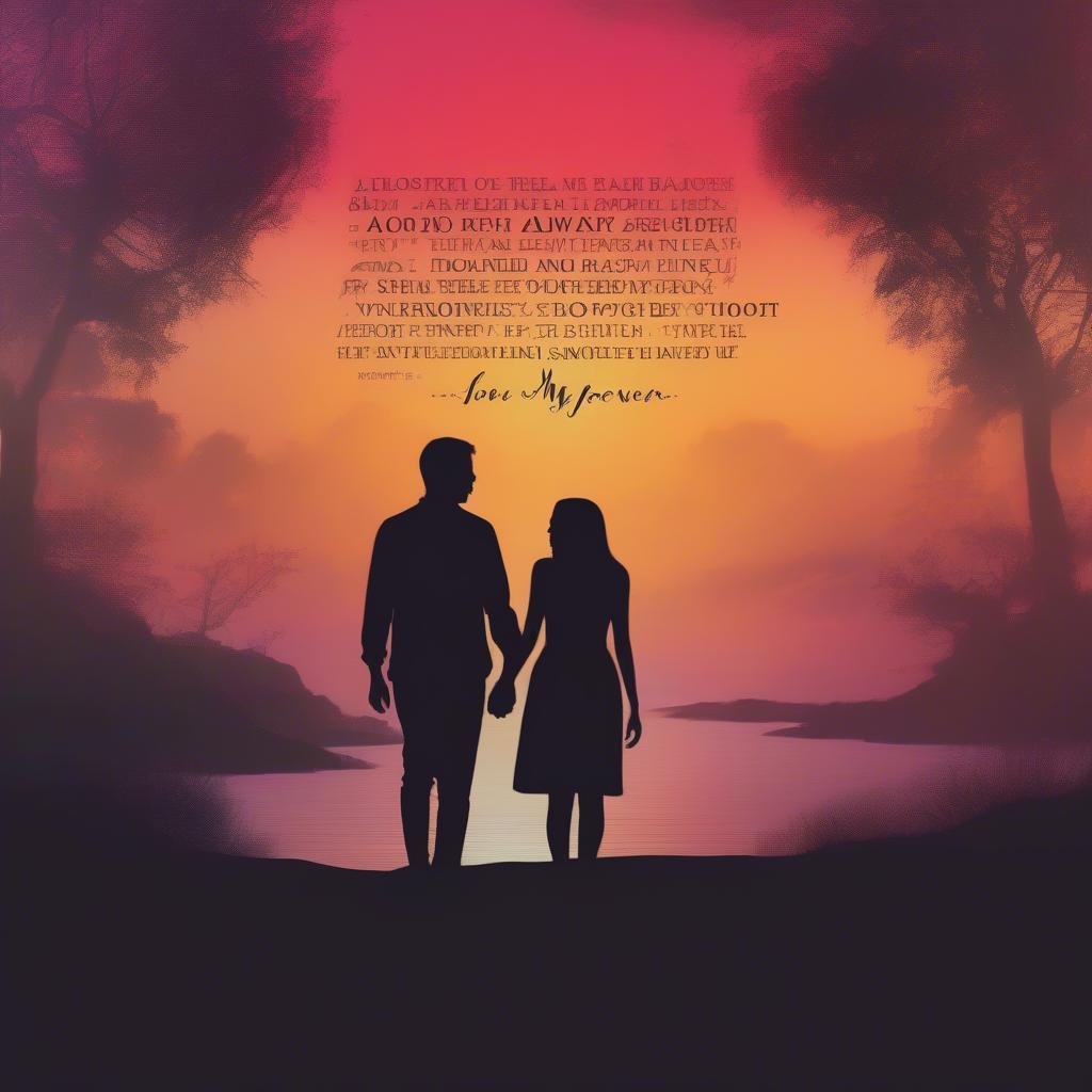 Couple holding hands at sunset with a quote overlay