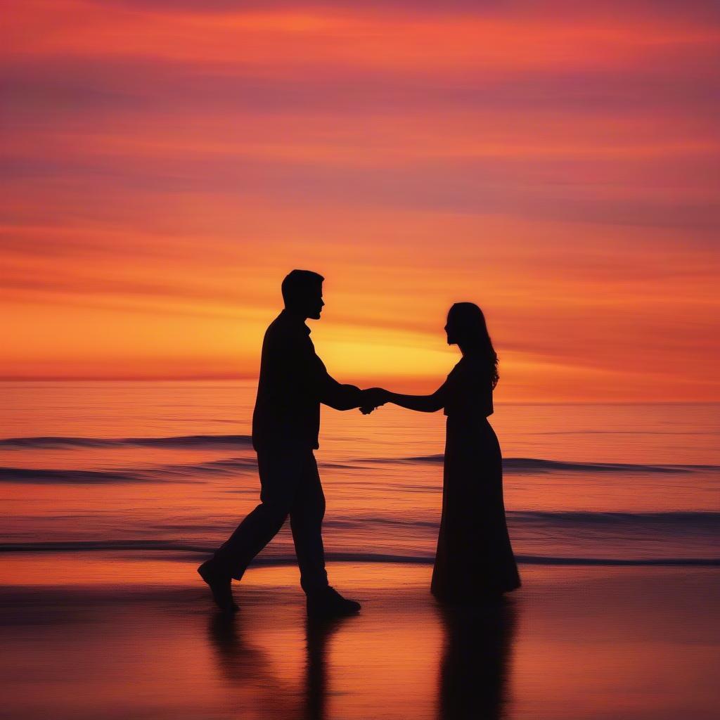 Couple holding hands at sunset after almost losing their love