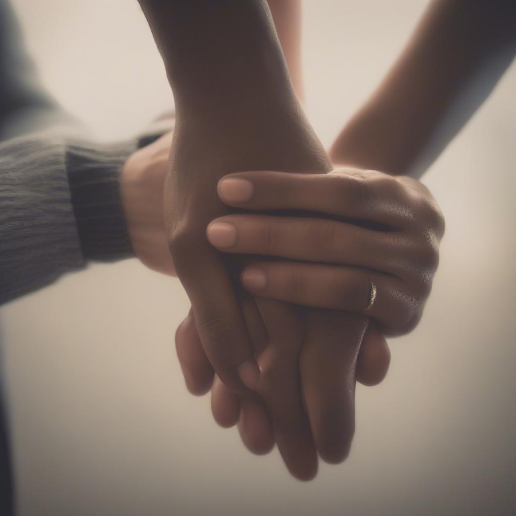 Couple holding hands, offering support during a challenging time