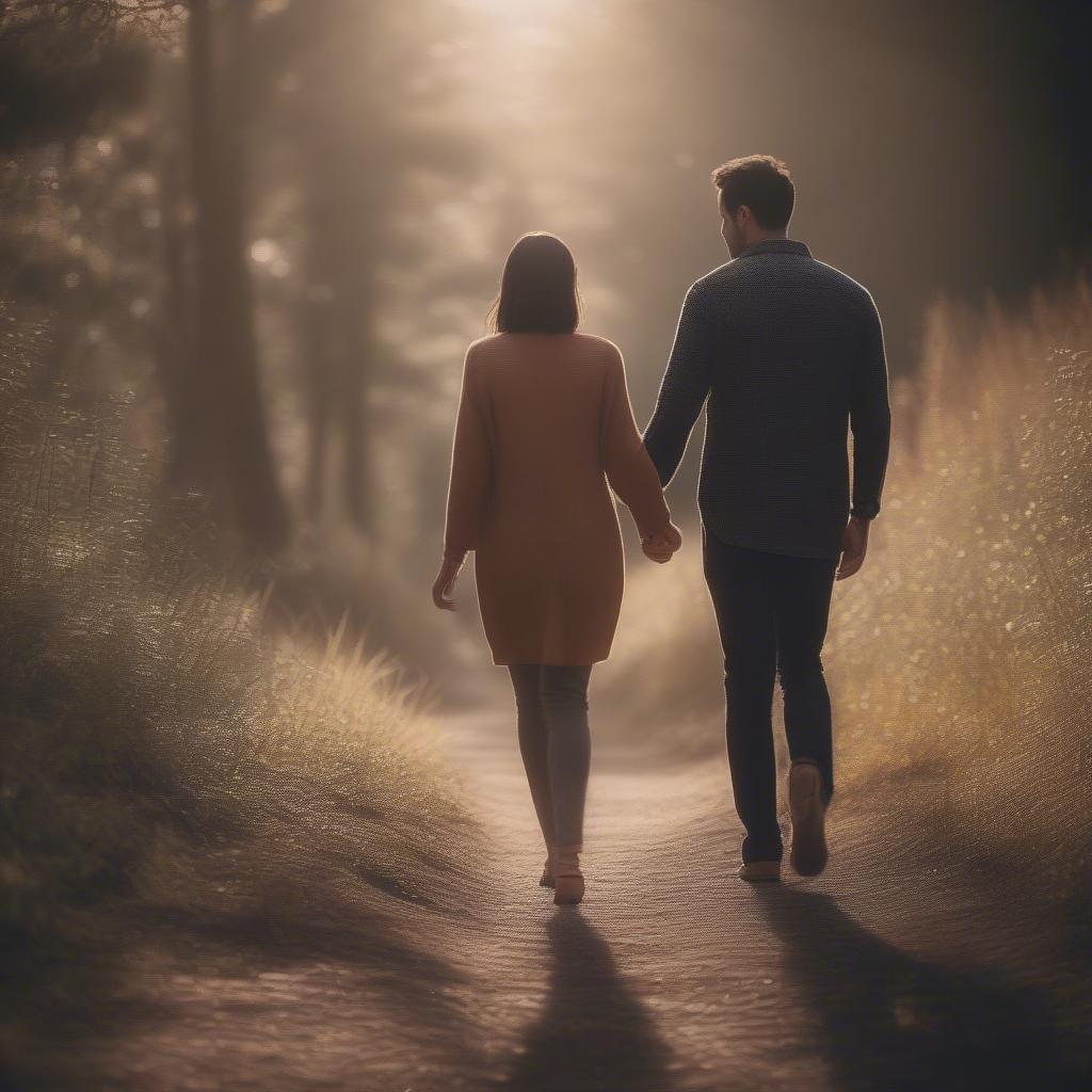 Couple Holding Hands While Walking