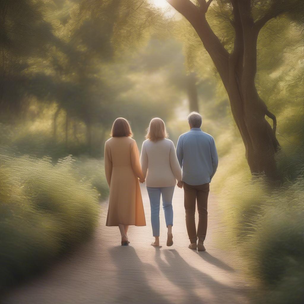 Couple Holding Hands Walking Along a Path