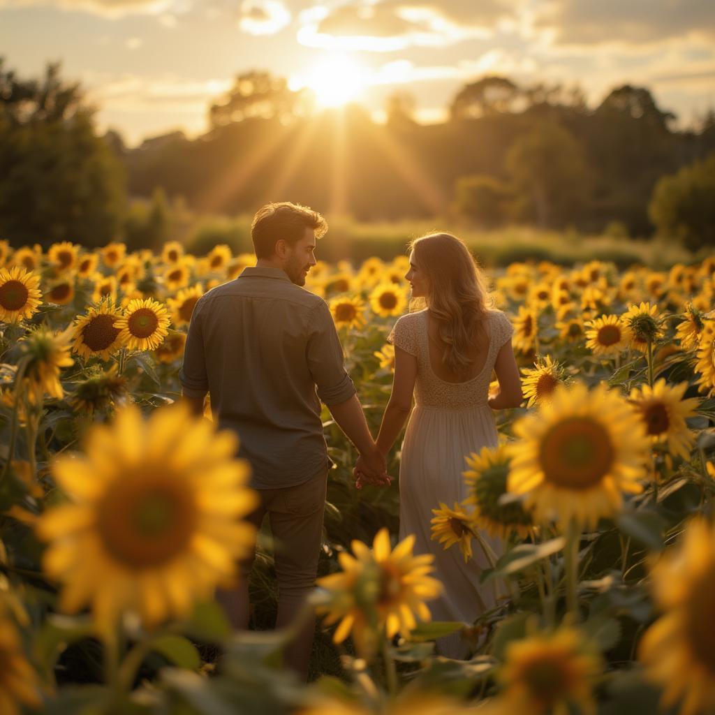 Couple in Sunflower Field