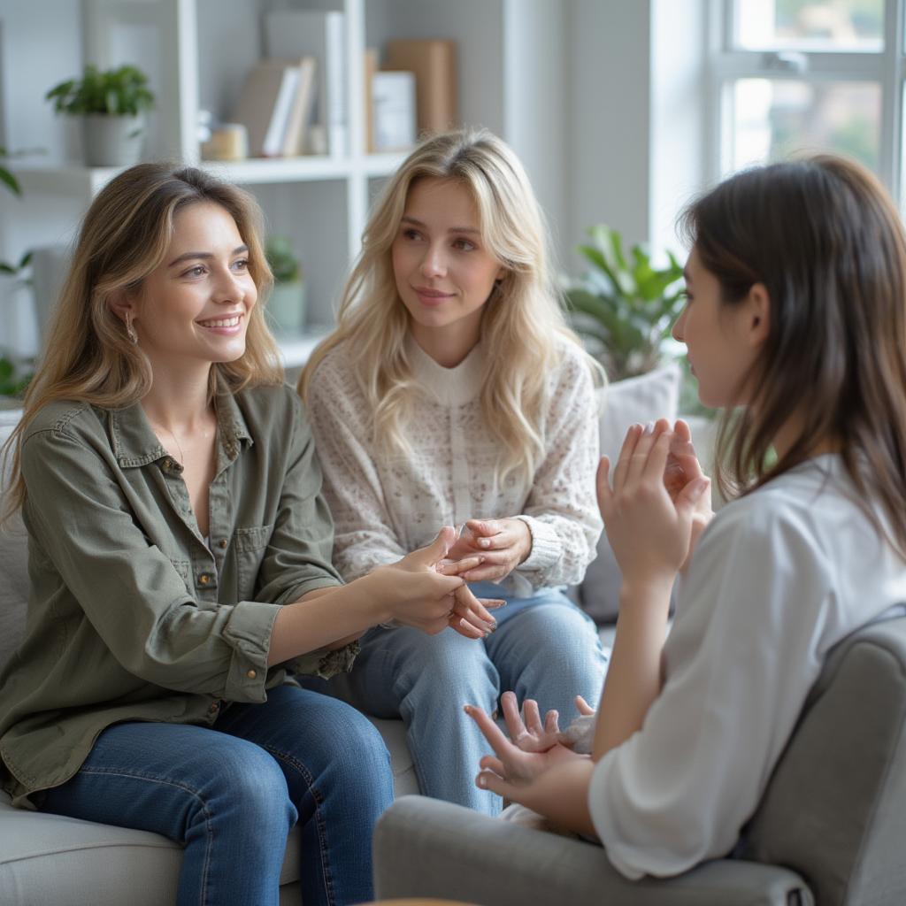 Couple talking to a therapist in a therapy session