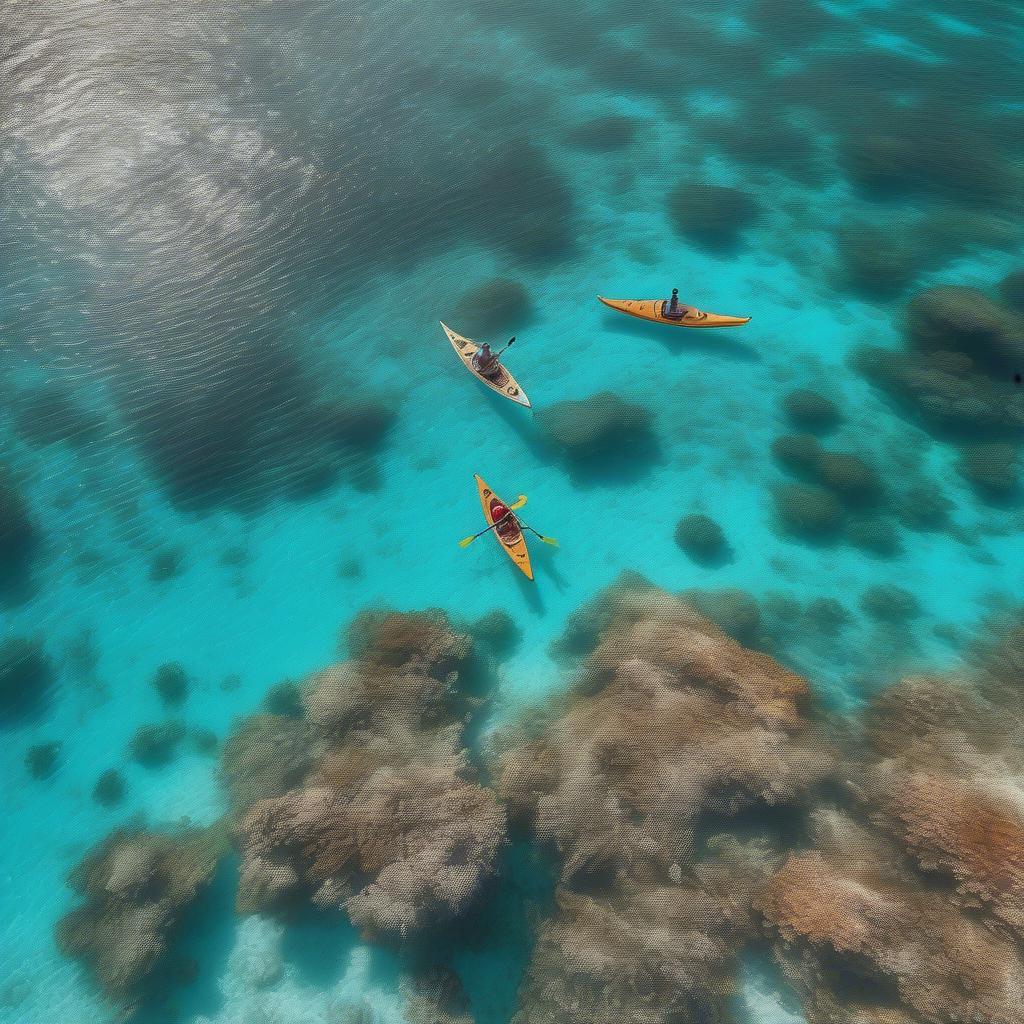 Couple Kayaking in Clear Blue Water