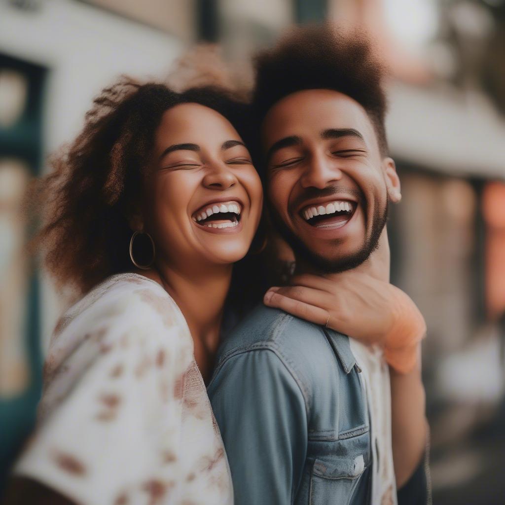 Best friends laughing, happy couple, joyful moments