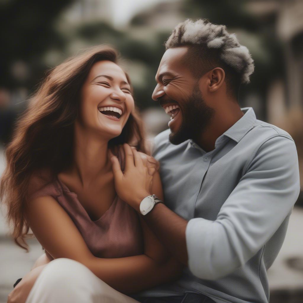 Couple Laughing and Enjoying Each Other's Company