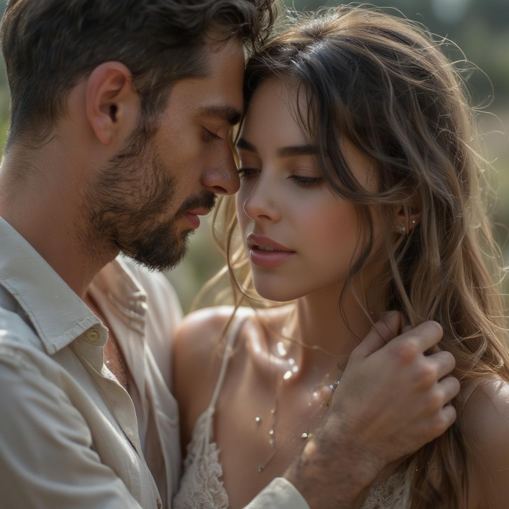 Couple Interacting with Hair