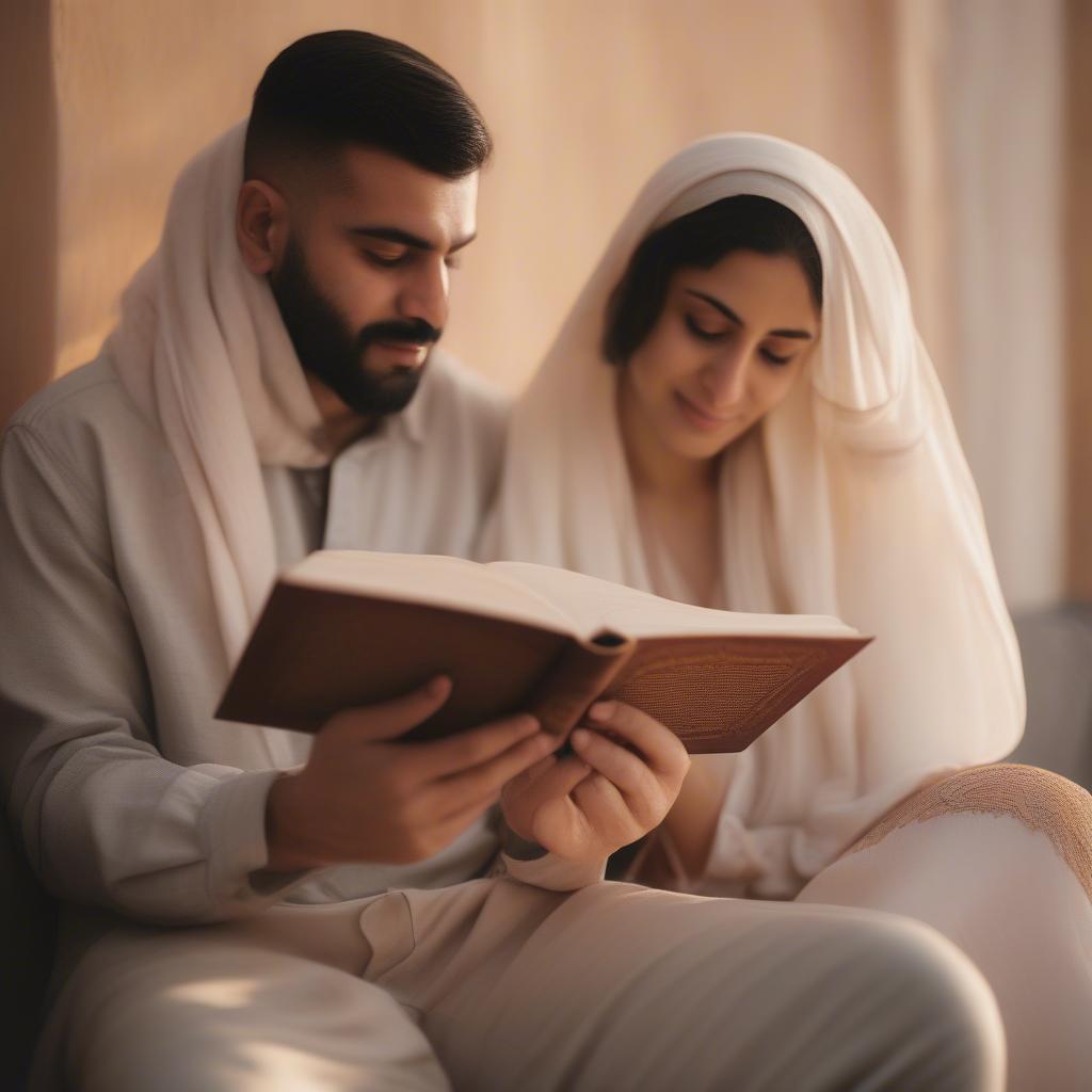 Couple Reading Arabic Poetry