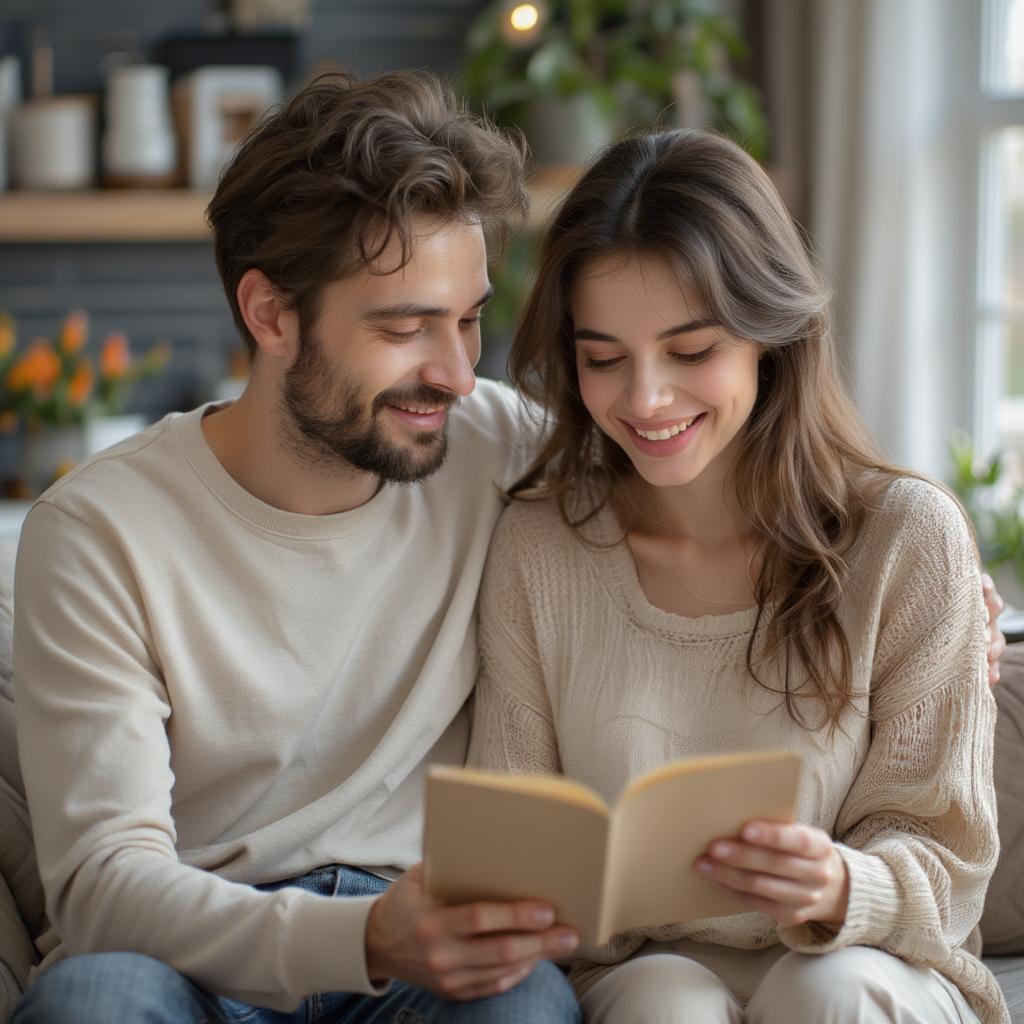 Couple Reading a Love Letter Together