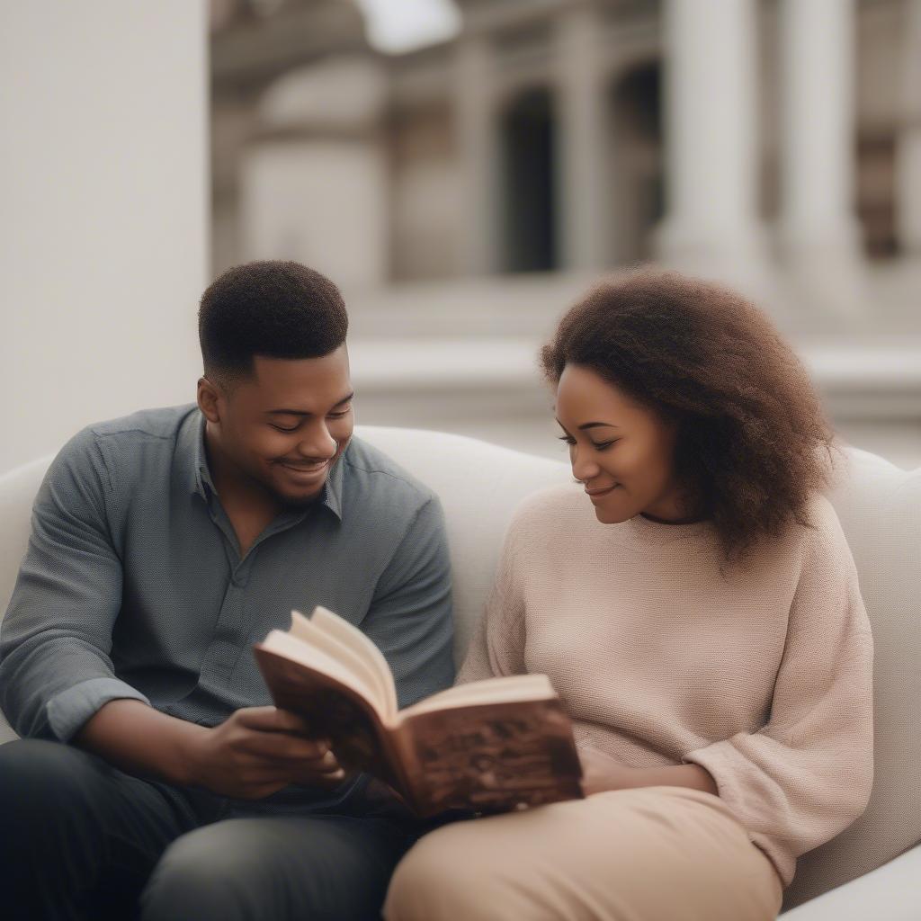 Couple Reading Love Quote Together