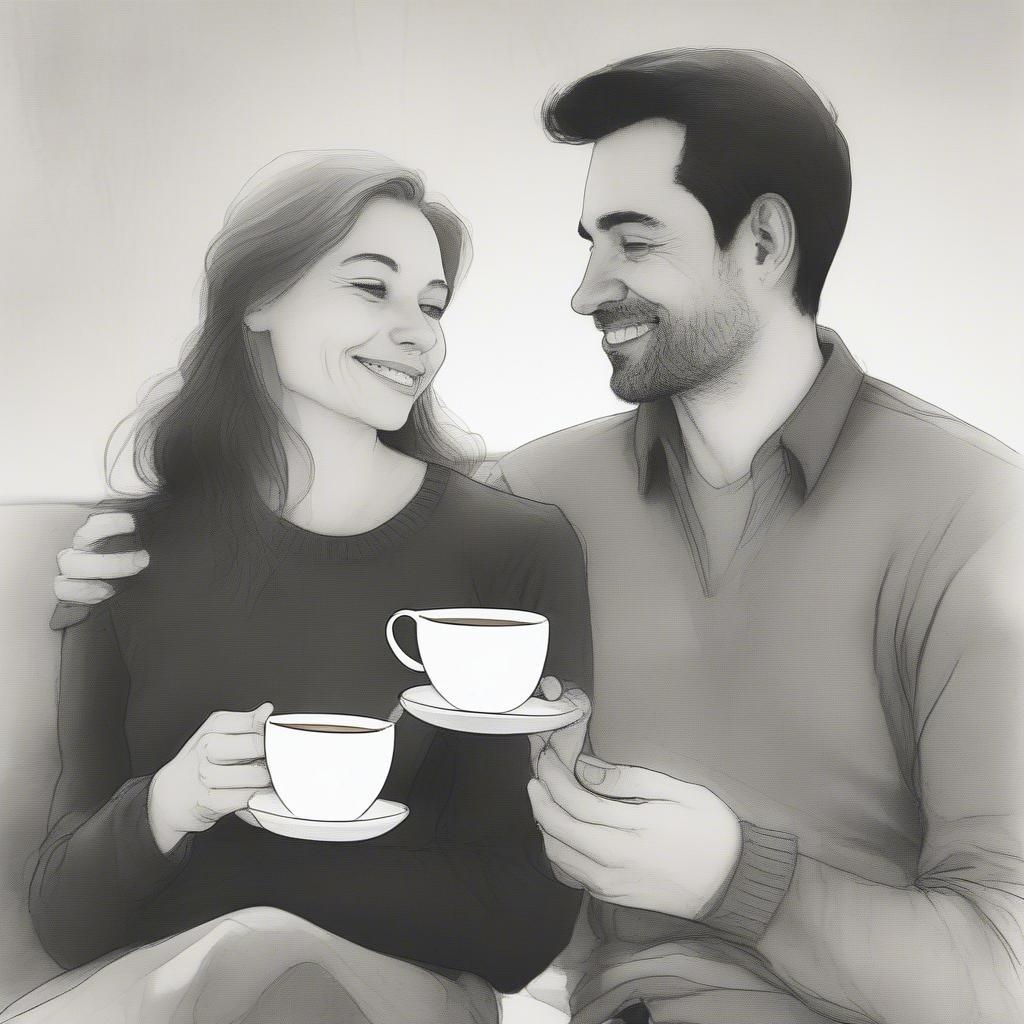 Couple sharing a cup of coffee, symbolizing intimacy and connection