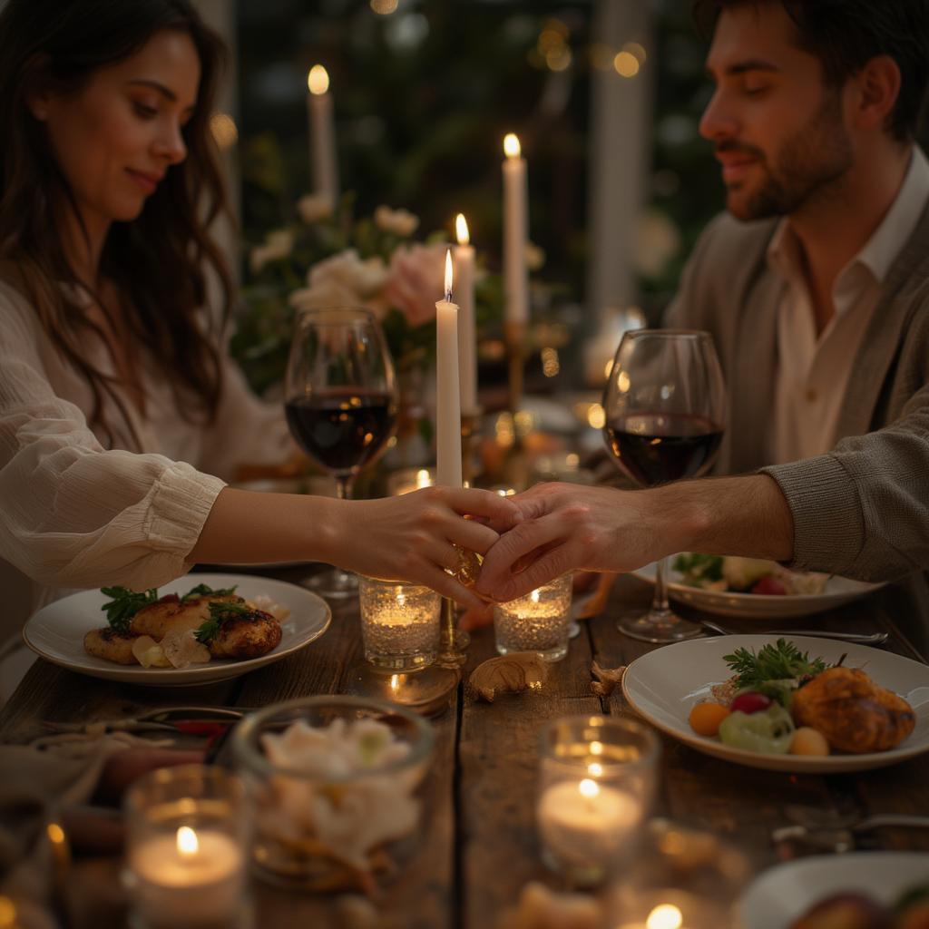 Couple enjoying a romantic dinner