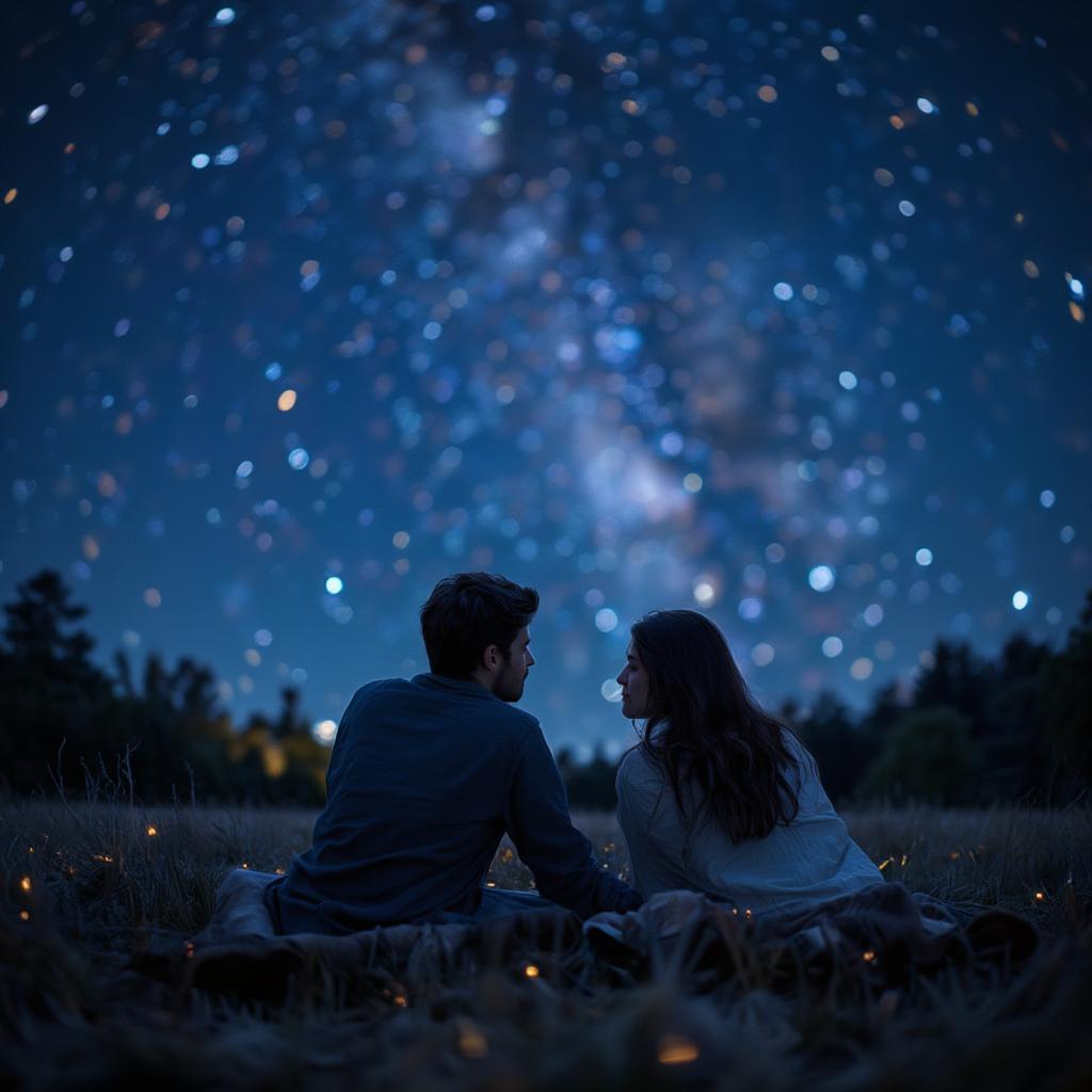 Couple Stargazing Under a Starry Sky