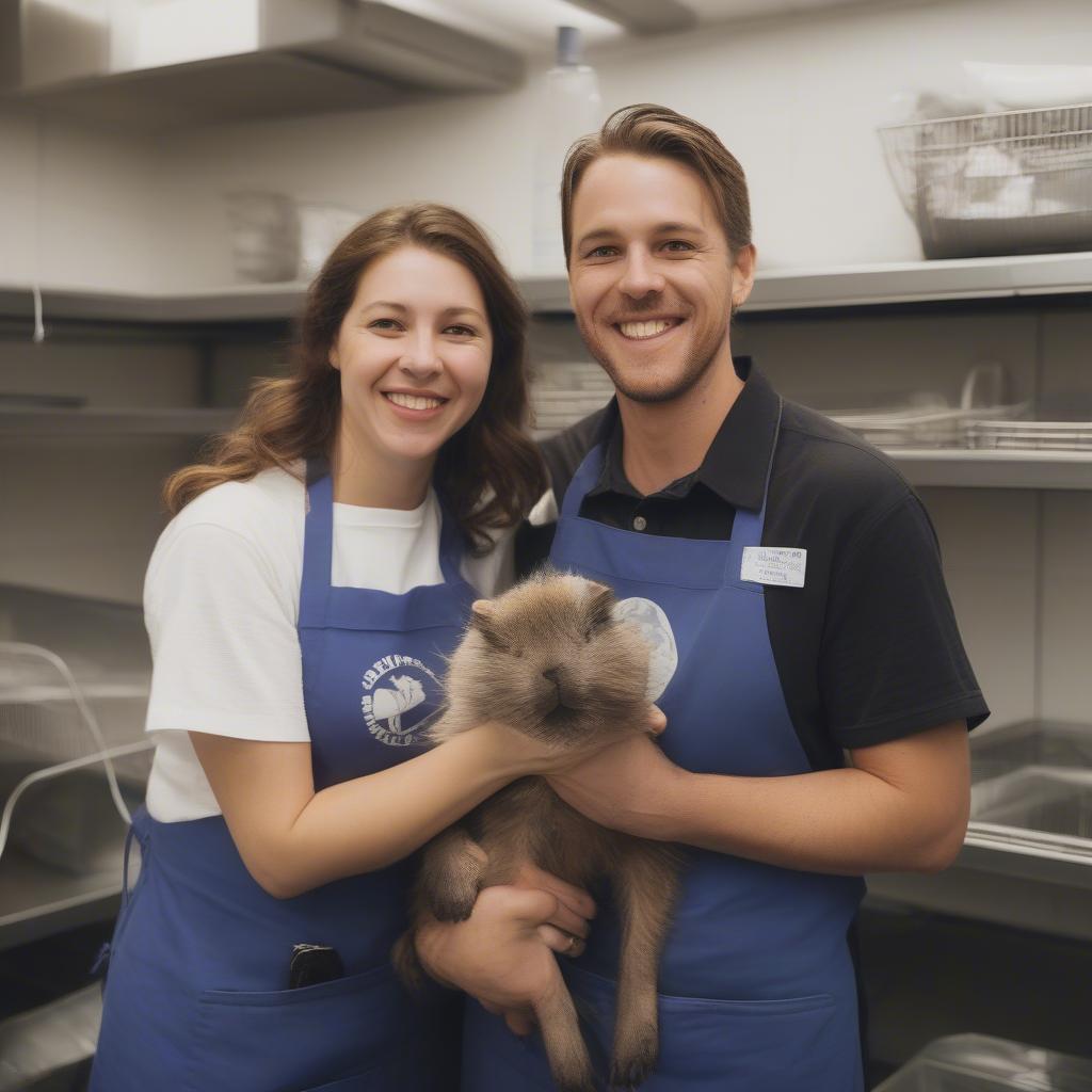 Couple Volunteering at an Animal Shelter on Valentine's Day