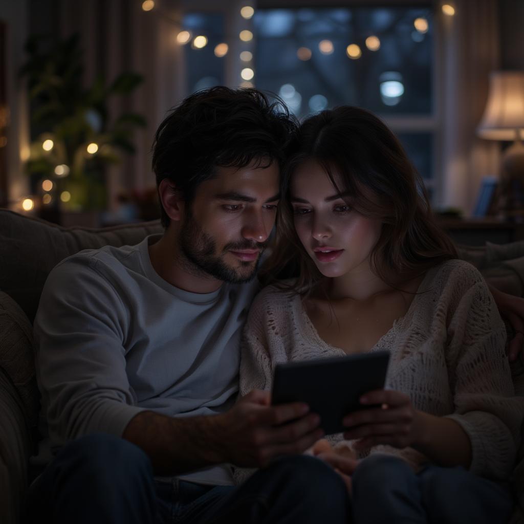 Couple Watching a Movie on a Tablet