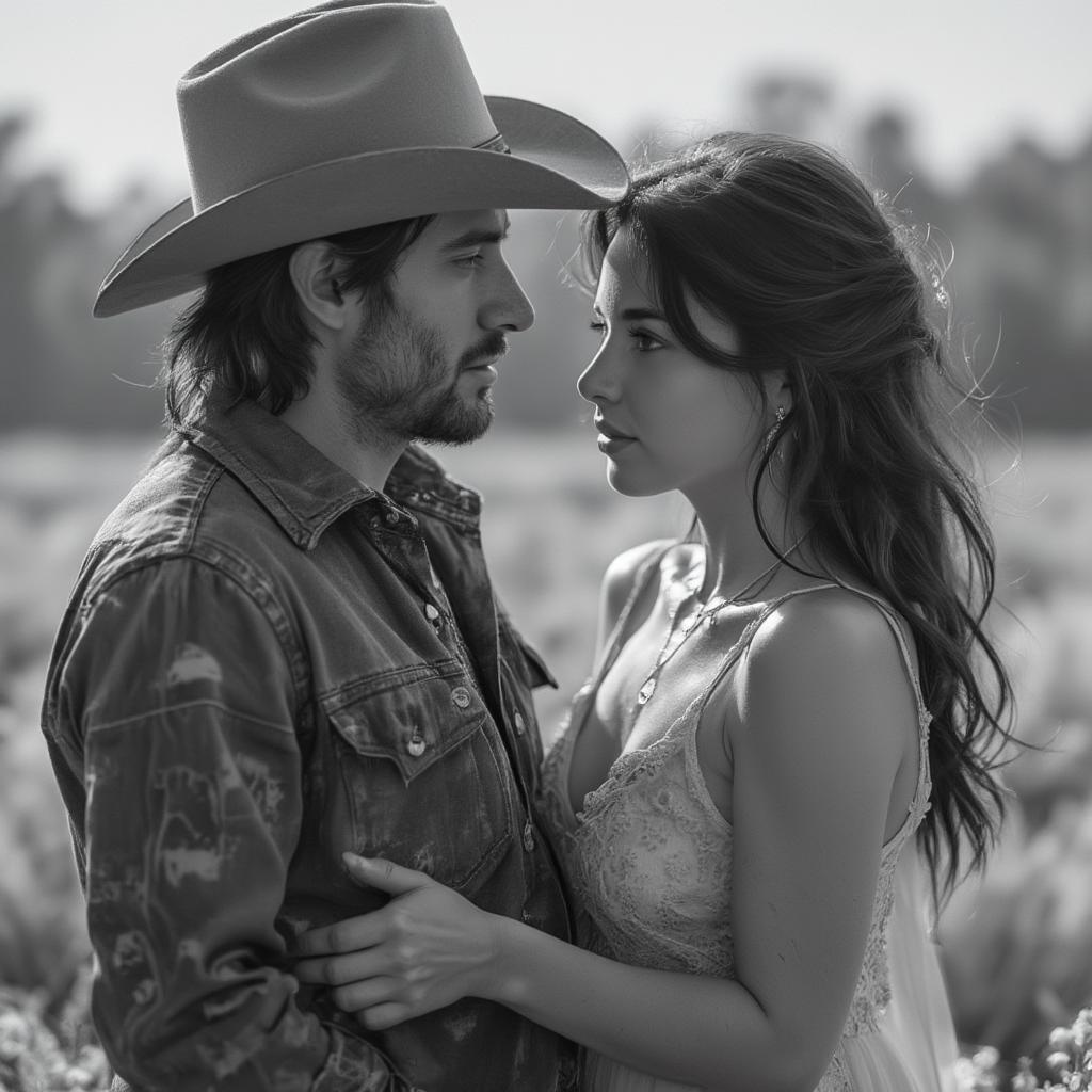 Cowboy Holding a Woman in his Arms