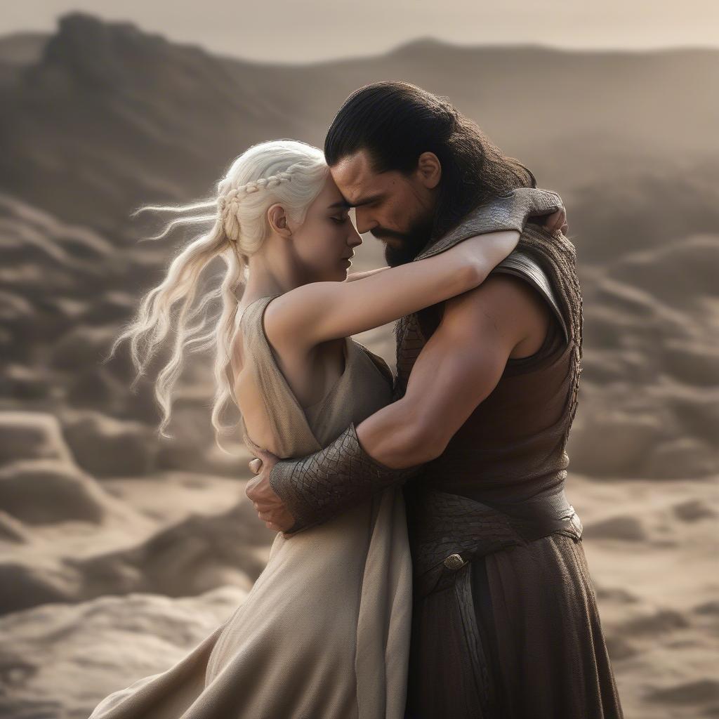 Daenerys and Drogo's passionate embrace