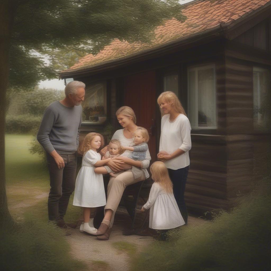 Danish family hugging