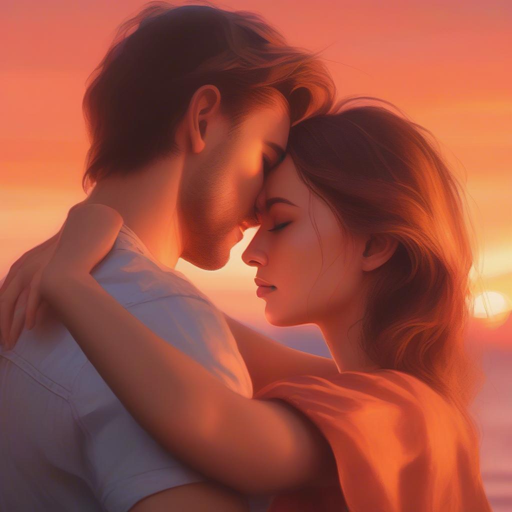 Couple embracing with a sunset backdrop - Deep Love Quotes for Him