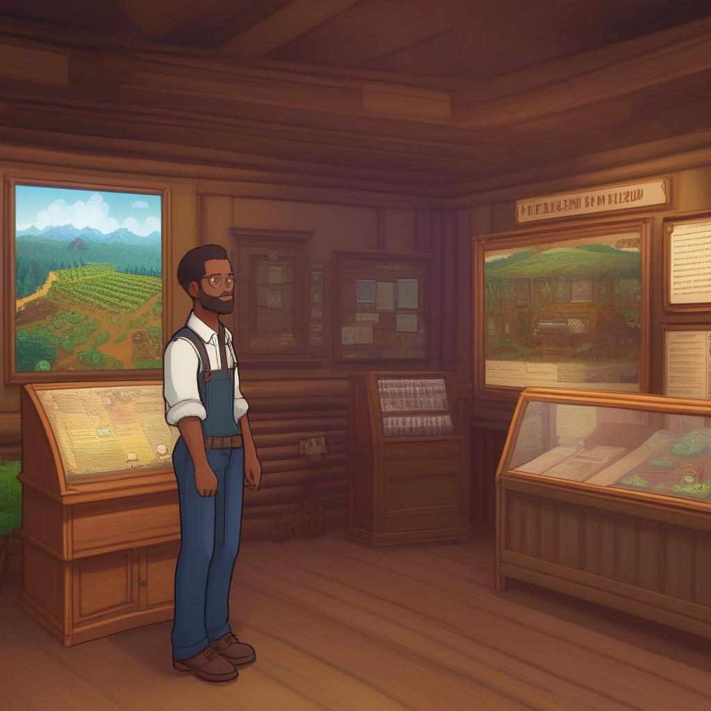 Demetrius in the Stardew Valley Museum