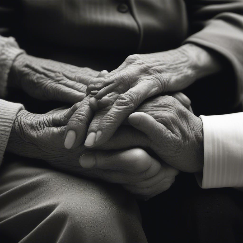 Elderly couple holding hands, showcasing lifelong devotion