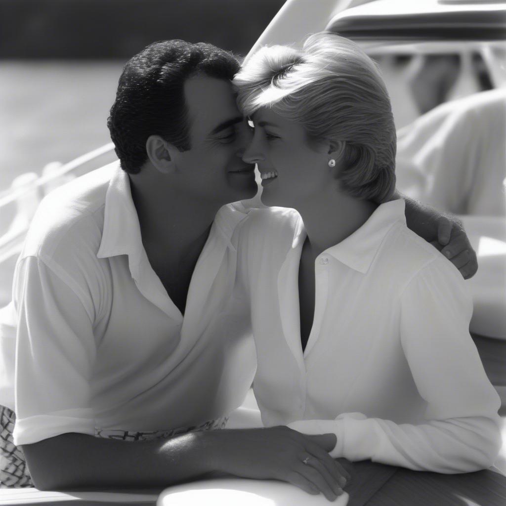 Princess Diana and Dodi Al Fayed on a yacht