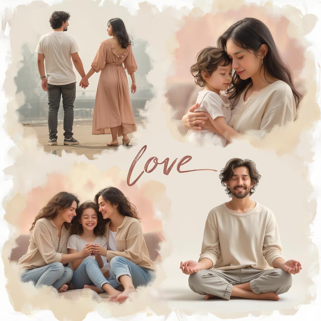 Different Forms of Love - An illustration depicting various types of love, including romantic love, familial love, platonic love, and self-love.